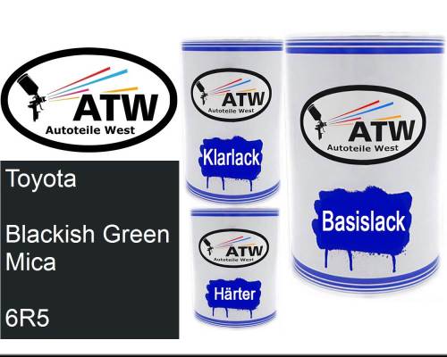 Toyota, Blackish Green Mica, 6R5: 500ml Lackdose + 500ml Klarlack + 250ml Härter - Set, von ATW Autoteile West.